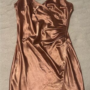 SHEIN Copper Asymmetrical Satin Dress